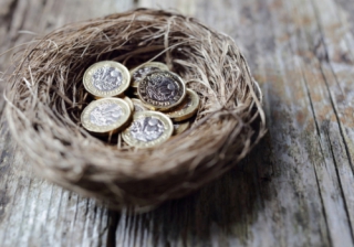 pension nest egg money pound coin