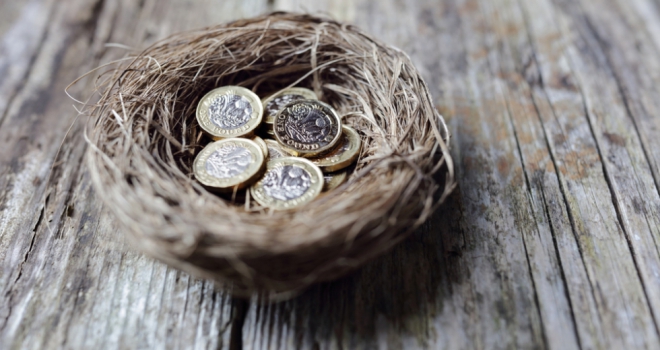 pension nest egg money pound coin